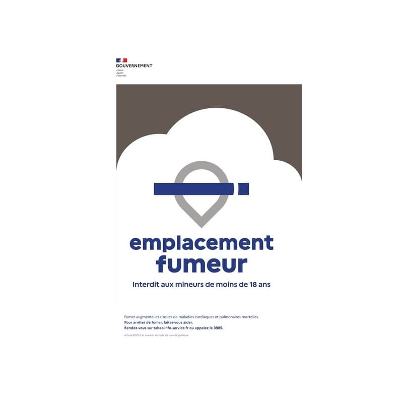 Affichage officiel " espaces sans tabac " 1 pièce(s) panneau rigide " emplacement fumeur " a3 - novap