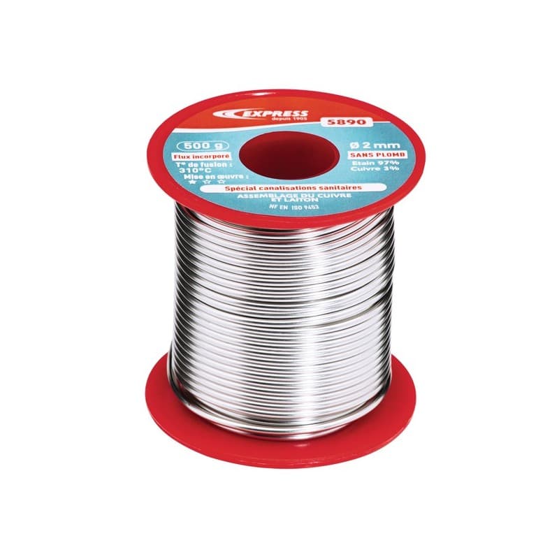 Soudure étain pour plomberie et sanitaire 1 bobine(s) de 500 gramme(s) soudure étain pour plomberie et sanitaire - guilbert express