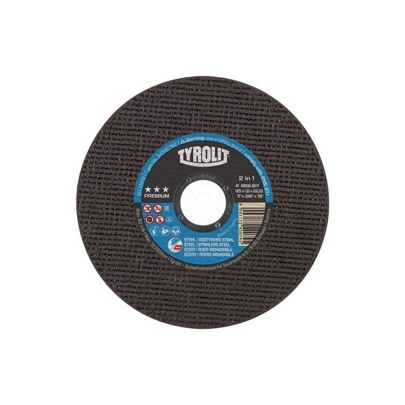 Lot lot disque à tronçonner premium tyrolit 1 carton(s) de 25 pièce(s) disque à tronçonner premium d125x1,6 mm droit - tyrolit