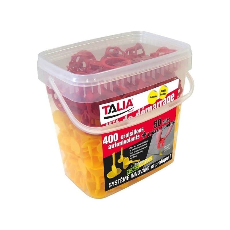 Kit 400 croisillons linéaires 2mm + 50 têtes monobloc rouges 1 kit(s) kit 400 croisillons linéaires 2mm + 50 têtes monobloc rouges - sofop taliaplast