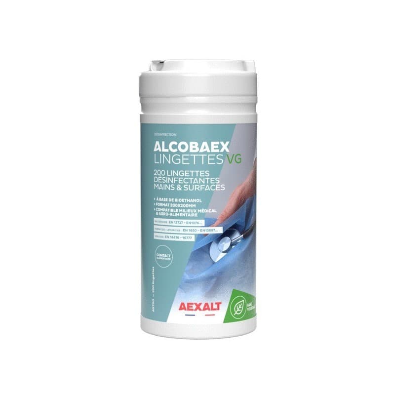 Lingettes désinfectantes mains et surfaces alcobaex lingettes désinfectantes mains et surfaces alcobaex 1 pot(s) de 200 pièce(s) - pluho aexalt