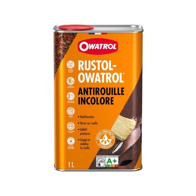 Primaire antirouille incolore rustol owatrol primaire antirouille incolore rustol owatrol white spirit incolore brosse/rouleau, pistolet sans air 24 h