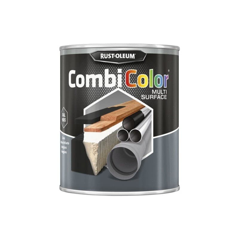 Peinture tous matériaux 2 en 1 combicolor® multisurfaces combicolor multisurfaces brillant noir ral 9005 supports neufs ou sains brosse/rouleau white