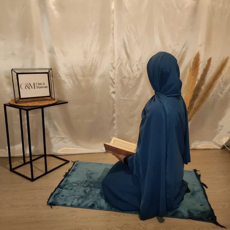 Abaya Hijab Intégré 1m80 Bleu
