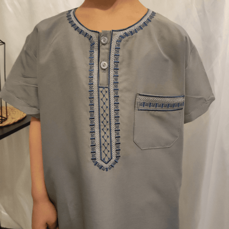 Qamis Enfant Manches Courtes Marron Clair 38