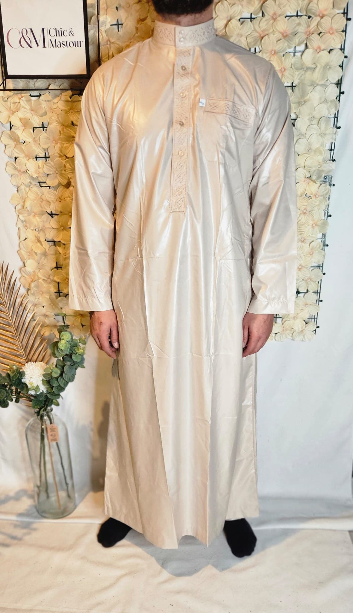 Qamis Glacé Brillant Beige 56