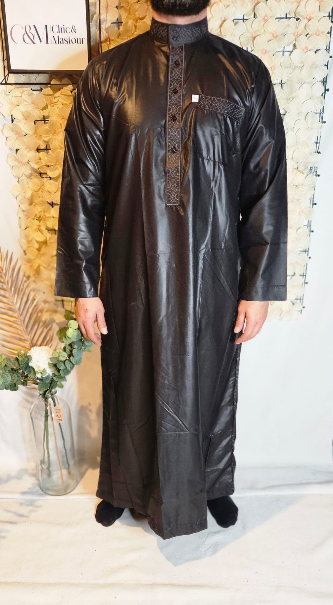 Qamis Glacé Brillant Noir 58