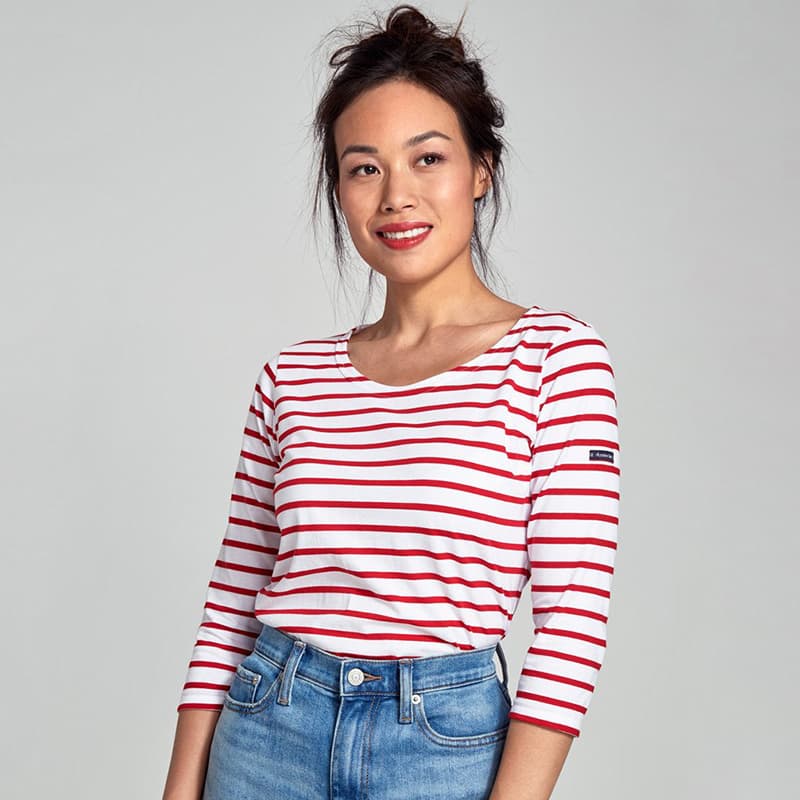 Marinière ARMOR-LUX Cap Coz Blanc/Braise 2