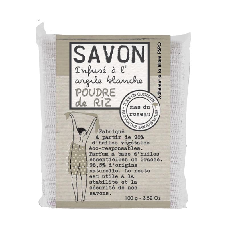 Savon Infusé à l'Argile Blanche- Poudre de Riz MAS DU ROSEAU