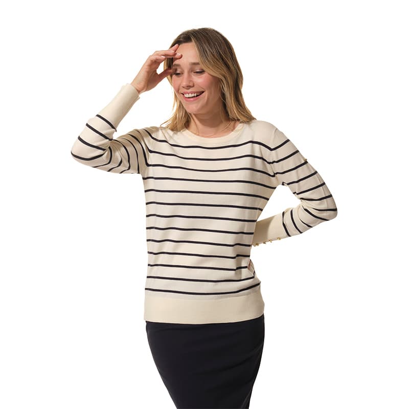 Pull marin HUBLOT Francina M Ecru/Marine