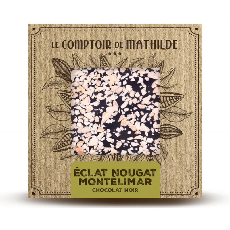 Tablette Chocolat noir éclats de nougat de Montélimar LE COMPTOIR DE MATHILDE