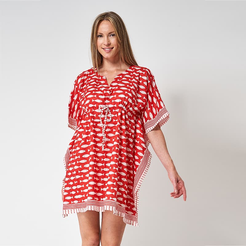 Robe de plage BATELA Poissons Rouge TU