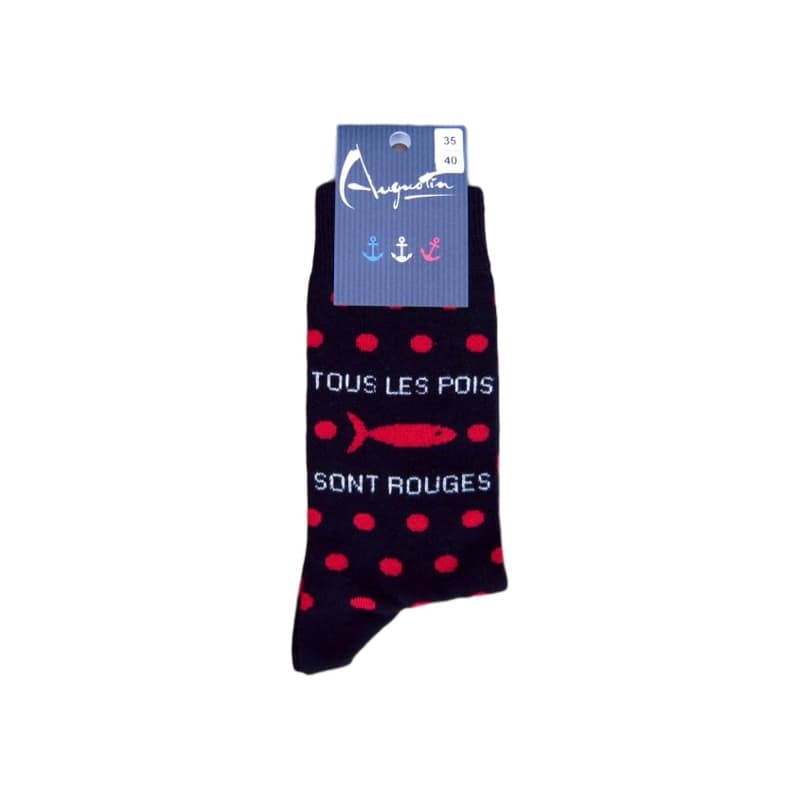 Chaussettes AUGUSTIN Tous les pois sont rouges Marine 40/45