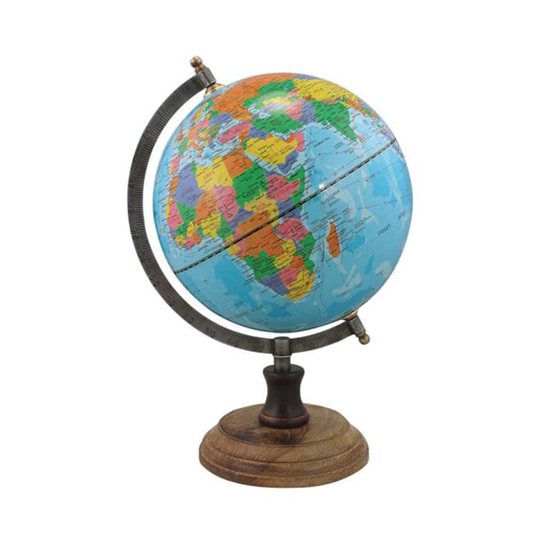 Globe Terrestre coloré sur support antique