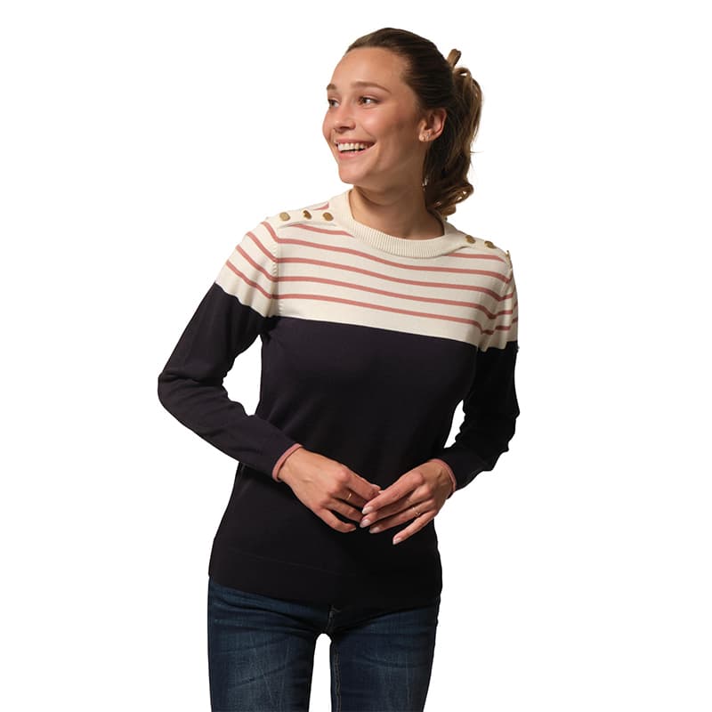 Pull HUBLOT Dorianne 2XL Ecru/Antic Rose/Marine