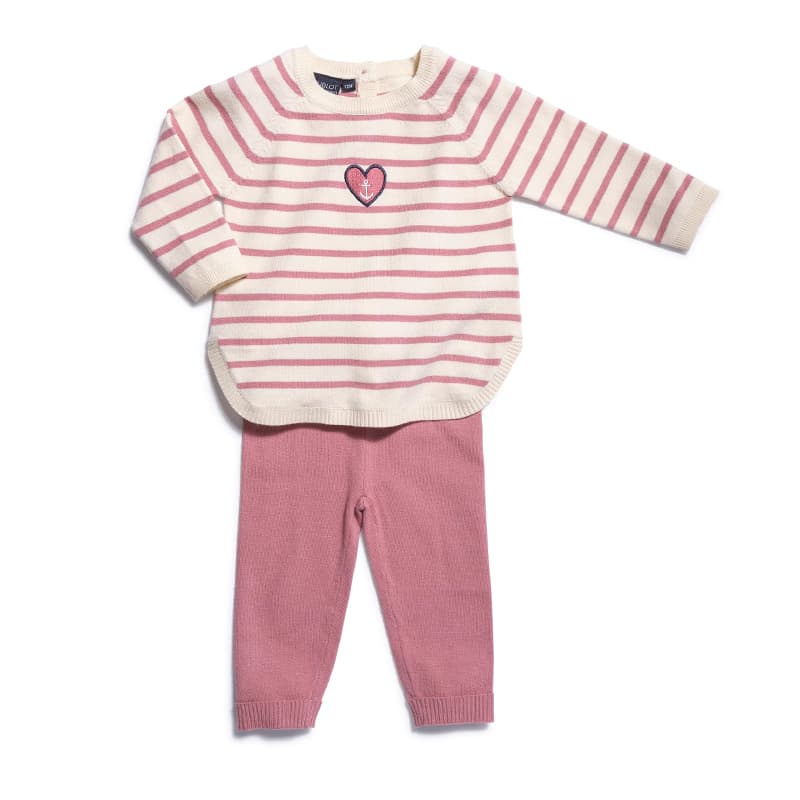 Ensemble HUBLOT Oliacha 12 Mois Ecru/Antic Rose