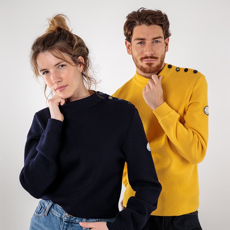 Pull Marin uni GUY COTTEN X ROYAL MER M Jaune