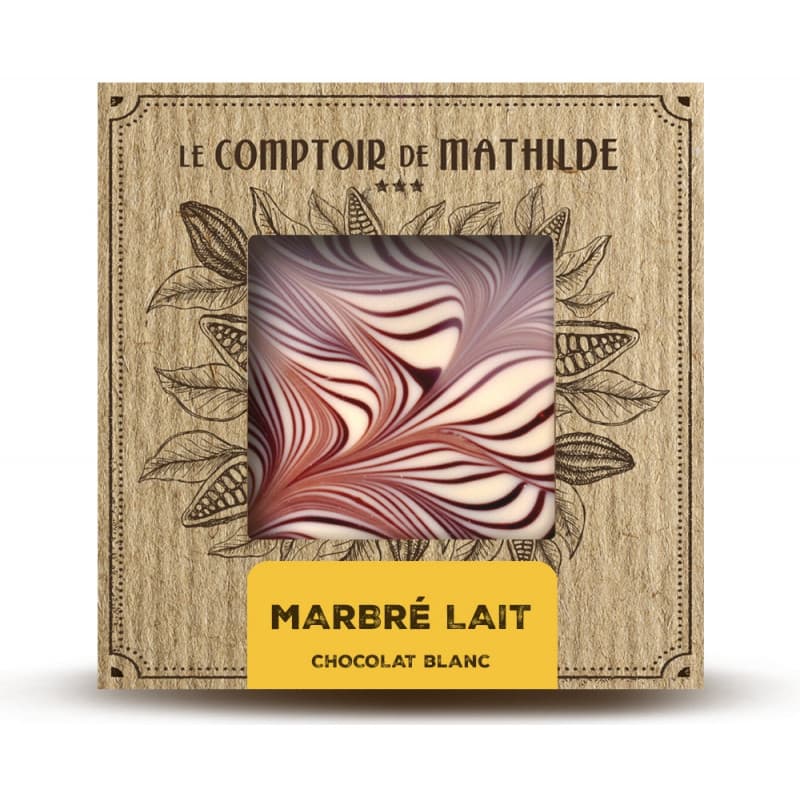 Tablette Chocolat Blanc marbré Lait LE COMPTOIR DE MATHILDE