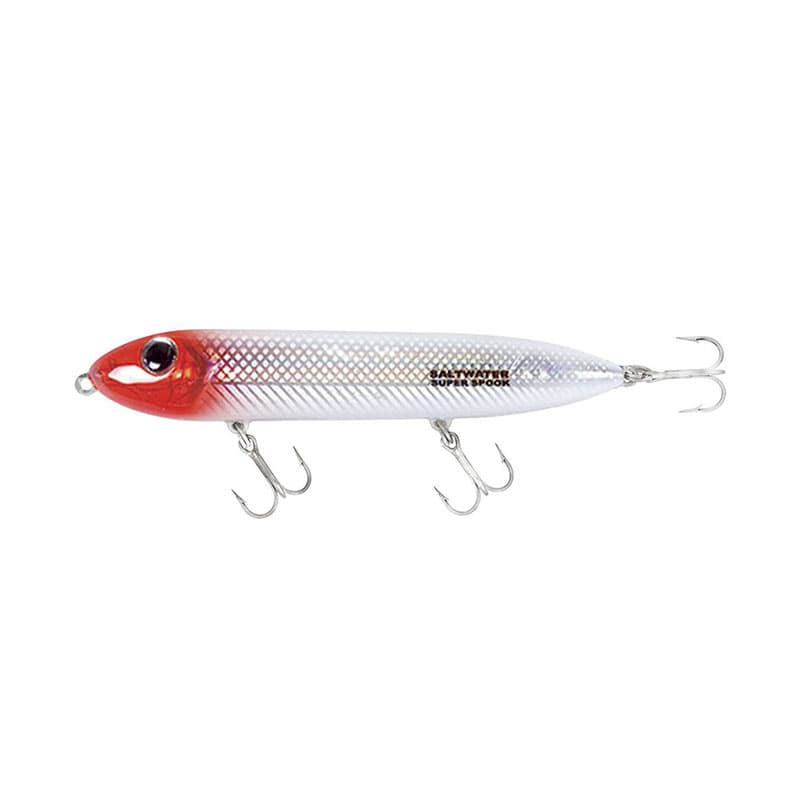 Leurre Super Spook FLASHMER 5' 125 mm BLANC/TETE ROUGE (RH)