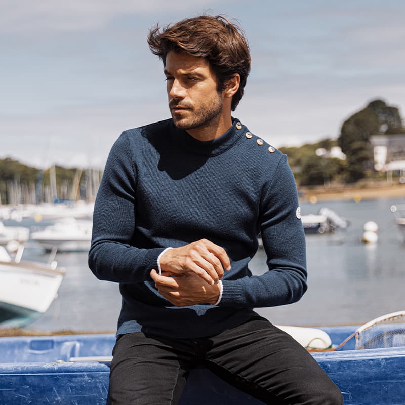 Pull ROYAL MER Marceau S Bleu Foncé Chiné