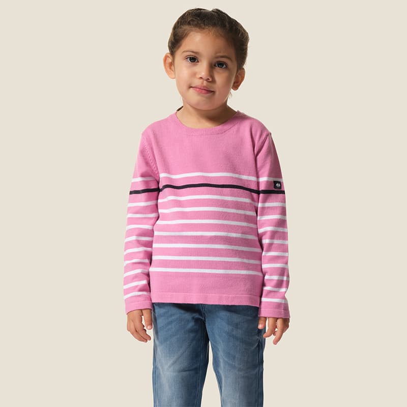 Pull HUBLOT Meryline 8 Ans Pinky/Blanc/Marine