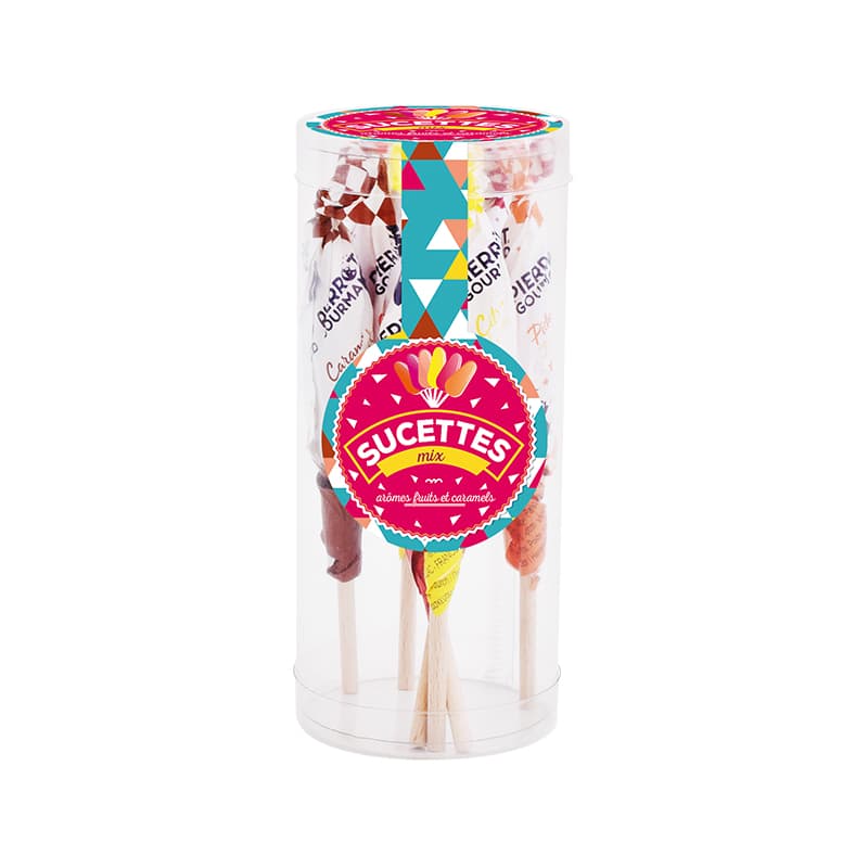 Tubo de 6 sucettes Saveurs fruits et Caramel SOCIÉTÉ DV