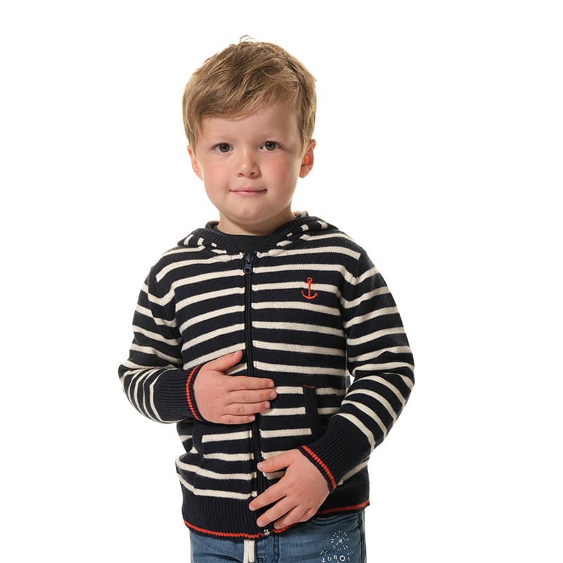 Gilet zippé HUBLOT Bozzetto 8 Ans Marine/Ecru/Chili