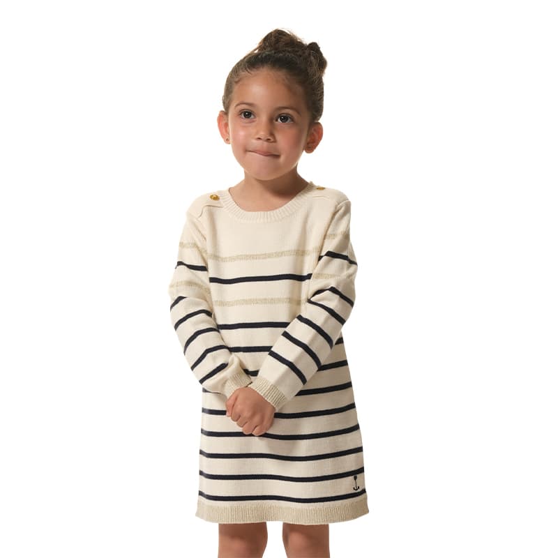 Robe pull HUBLOT Syrine 3 Ans Ecru/Marine/Dore