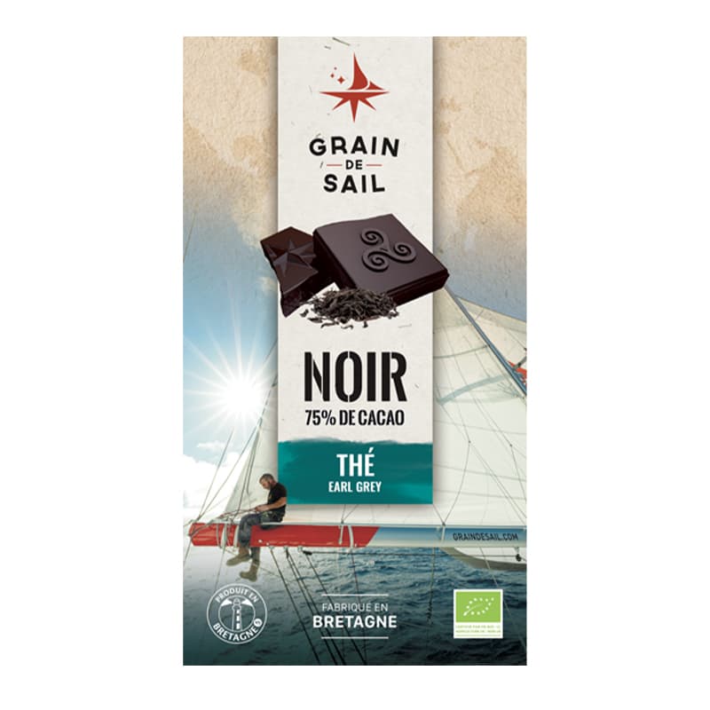 Tablette Chocolat Noir 75% au Thé Earl Grey GRAIN DE SAIL