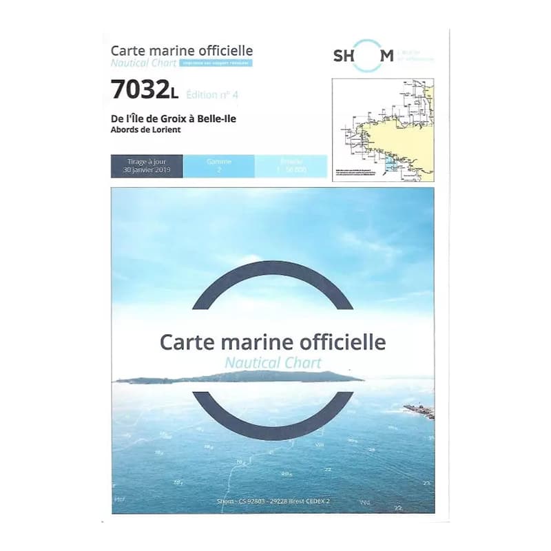 Carte marine SHOM 7032L - De L'ile de Groix à Belle Ile - Abords de Lorient