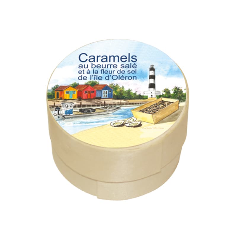 Boîte Ronde Caramels au Beurre Salé et à la Fleur de Sel de l'île d'Oléron SOCIÉTÉ DV
