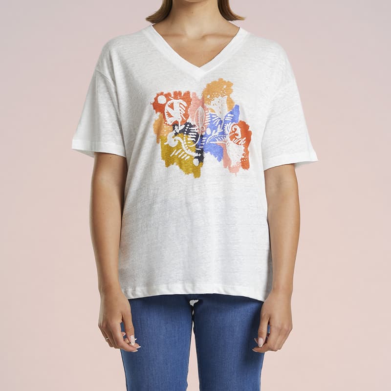 T-shirt en Lin MAT DE MISAINE Malte 618Scl 44 U15 Calcaire