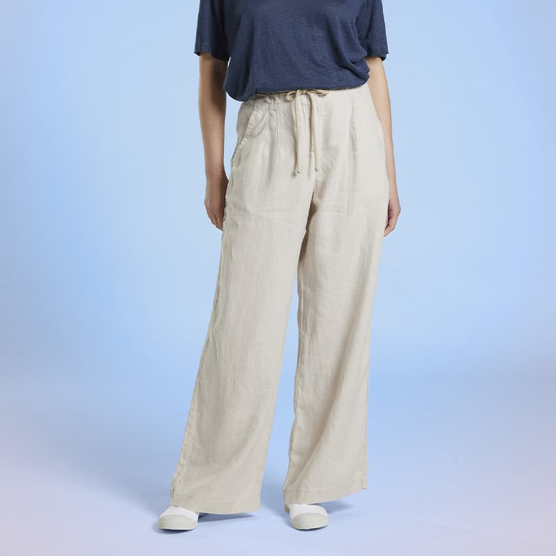 Pantalon en Lin MAT DE MISAINE Plage 22635 40 U111 Ecume