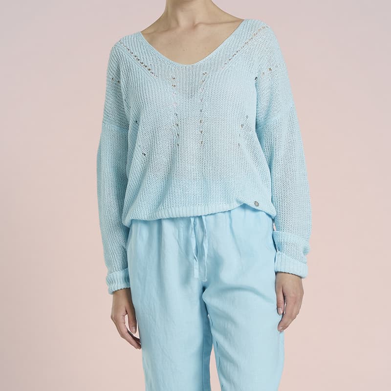 Pull en Lin MAT DE MISAINE Tanzanie 524 S U576 Fluor