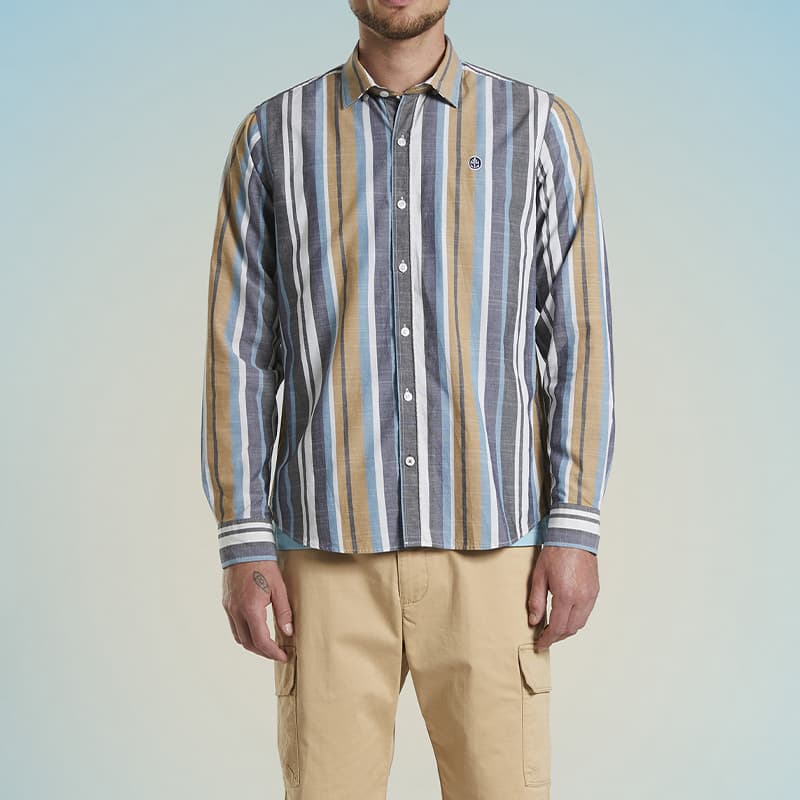 Chemise MAT DE MISAINE Carguesp-804 3 R203 Raye Turquoise