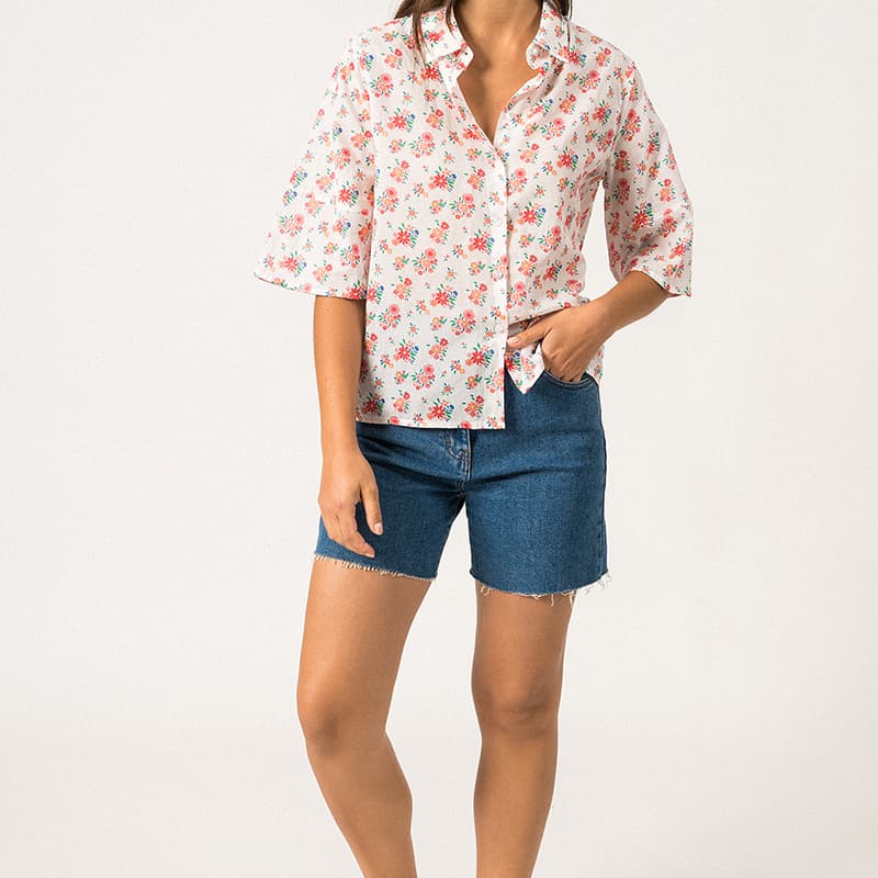 Chemisier SAINT JAMES Zora 38 Floral Blanc