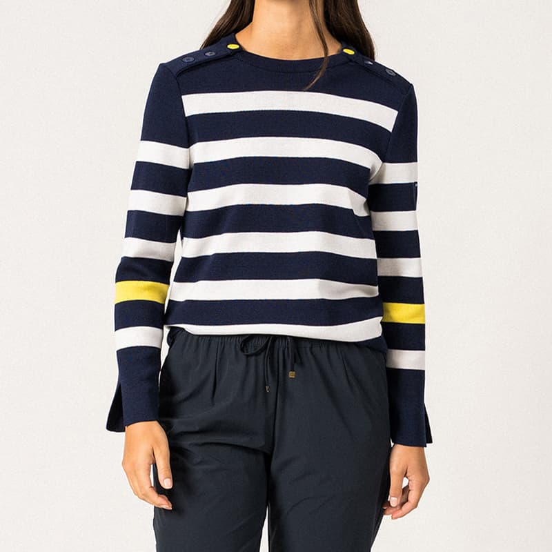 Pull mariniĂšre SAINT JAMES Aix 40 Ins/Blan/Acidule