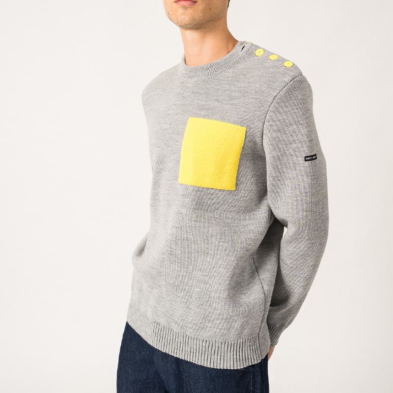 Pull SAINT JAMES Cancale Graphic 2XL Gris Cl/Acidule