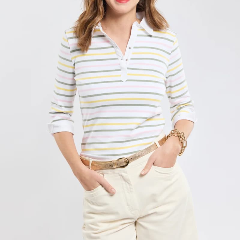 Polo rayé ARMOR-LUX 4 couleurs 06398 2 QLE Blanc/Shadow/Fairytale/Sna