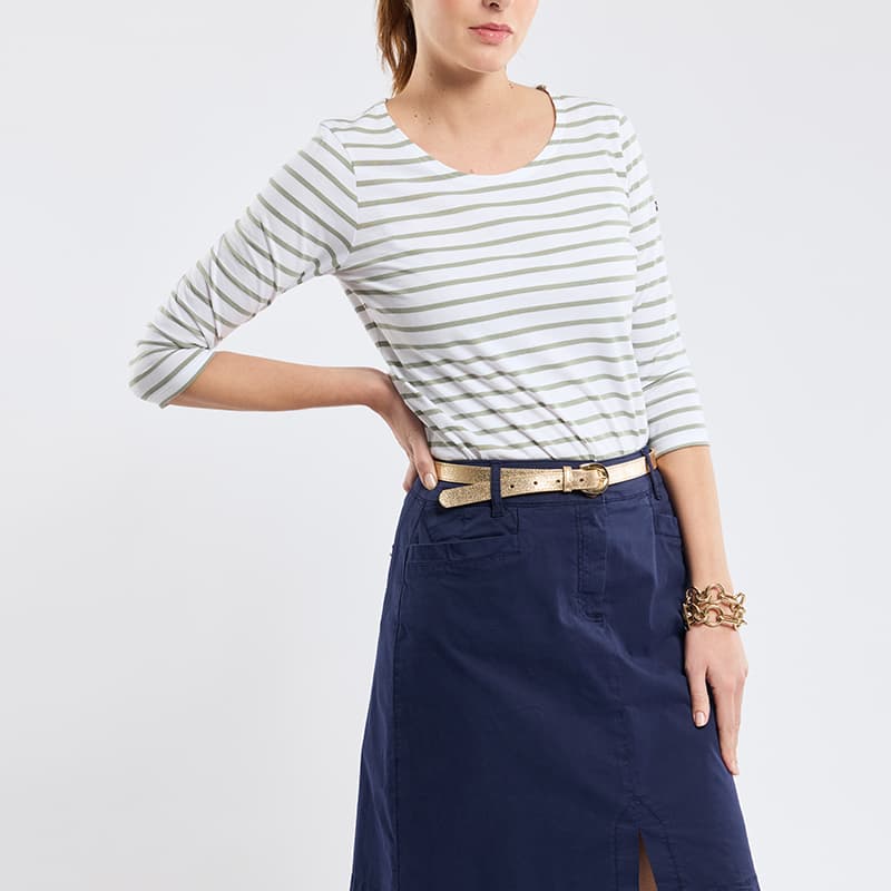 Marinière ARMOR-LUX Cap Coz couleur 06225 0 QHU Blanc/Shadow