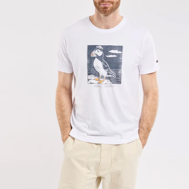 T-Shirt Sérigraphié ARMOR-LUX Oiseau Matelot 76773 Taille S QQM OiseauMatelot/Blanc