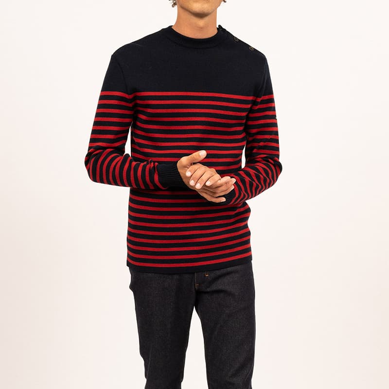 Pull SAINT JAMES Rochefort 1 R S Navy/Medoc