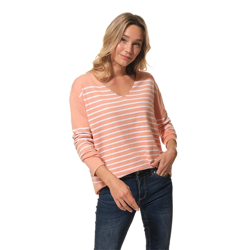 Pull HUBLOT Marise L Peche/Blanc