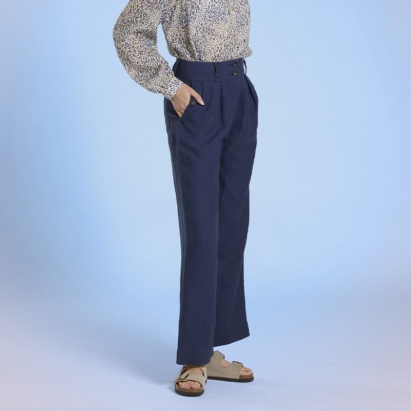 Pantalon Lin MAT DE MISAINE Pagnon 34 U26 Indigo