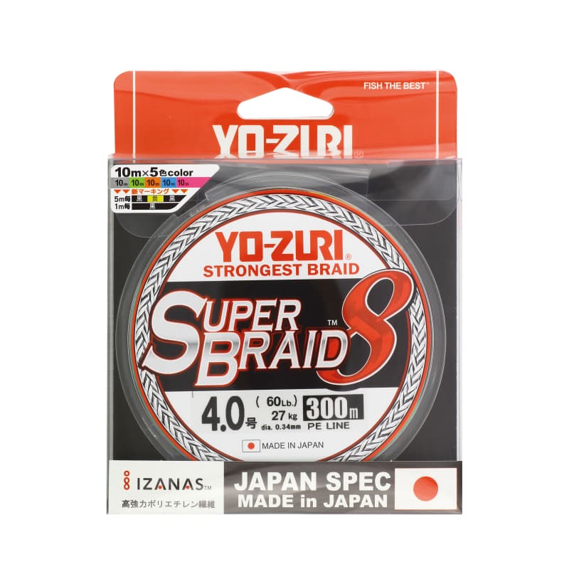 Tresse YO-ZURI Superbraid 8X - Multicolore - 300M Ø 0,17 mm - 1,0