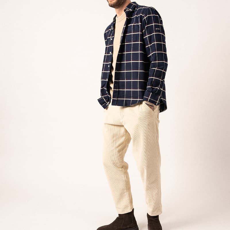 Chemise Flanelle SAINT JAMES Vincente ML 2XL Navy/Prune