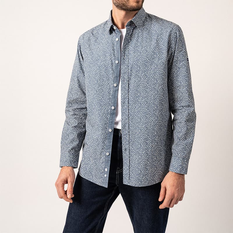 Chemise SAINT JAMES Flavien ML S Cooper Jean/Ecume