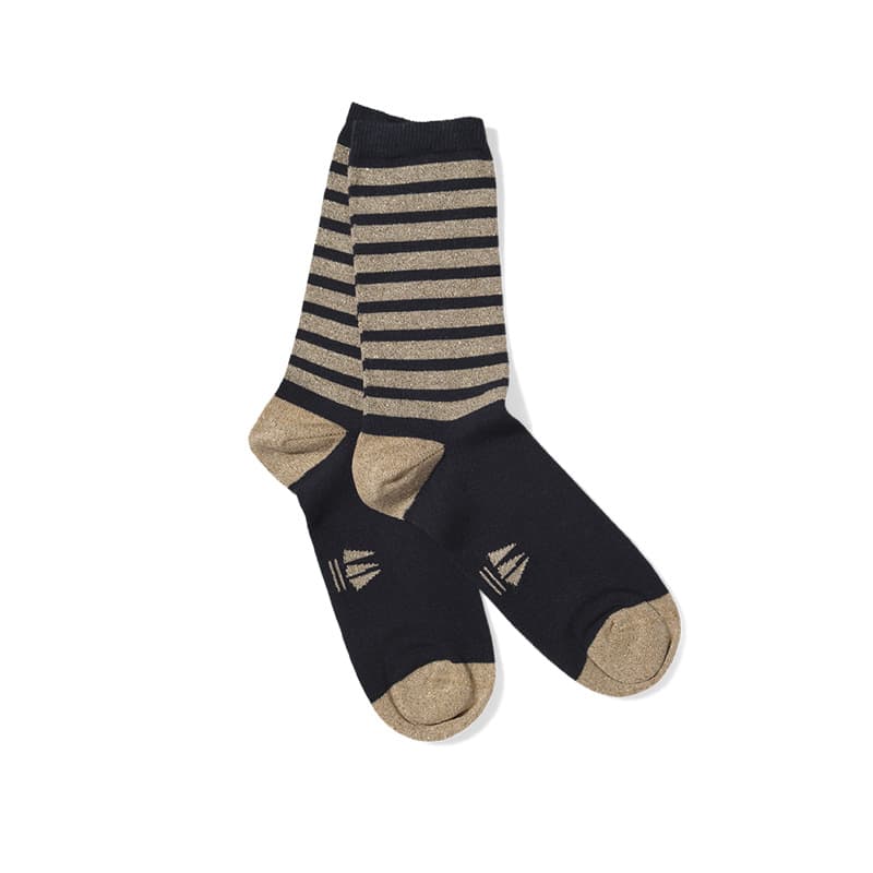 Chaussettes rayées Enfant HUBLOT Lurex Marine/Dore 31/34