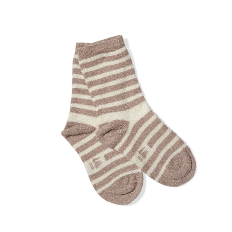 Chaussettes rayées Enfant HUBLOT Toupilou 19/22 Ecru/Taupe Rose
