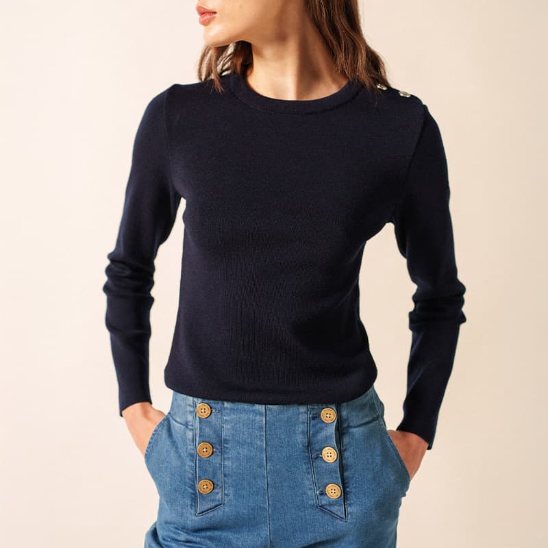 Pull marin uni SAINT JAMES Marée II 40 Navy